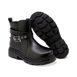 BOTA COQUETA PARA NIÑA DE PIEL COLOR NEGRO JAZZ CON DISEÑO ROBUSTO