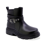 BOTA COQUETA PARA NIÑA DE PIEL COLOR NEGRO JAZZ CON DISEÑO ROBUSTO