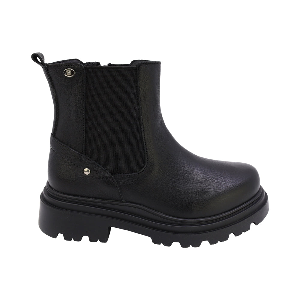 BOTA COQUETA PARA NIÑA EN PIEL COLOR NEGRO JAZZ CON ELÁSTICO