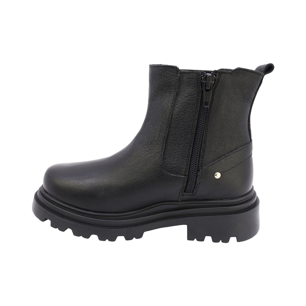 BOTA COQUETA PARA NIÑA EN PIEL COLOR NEGRO JAZZ CON ELÁSTICO