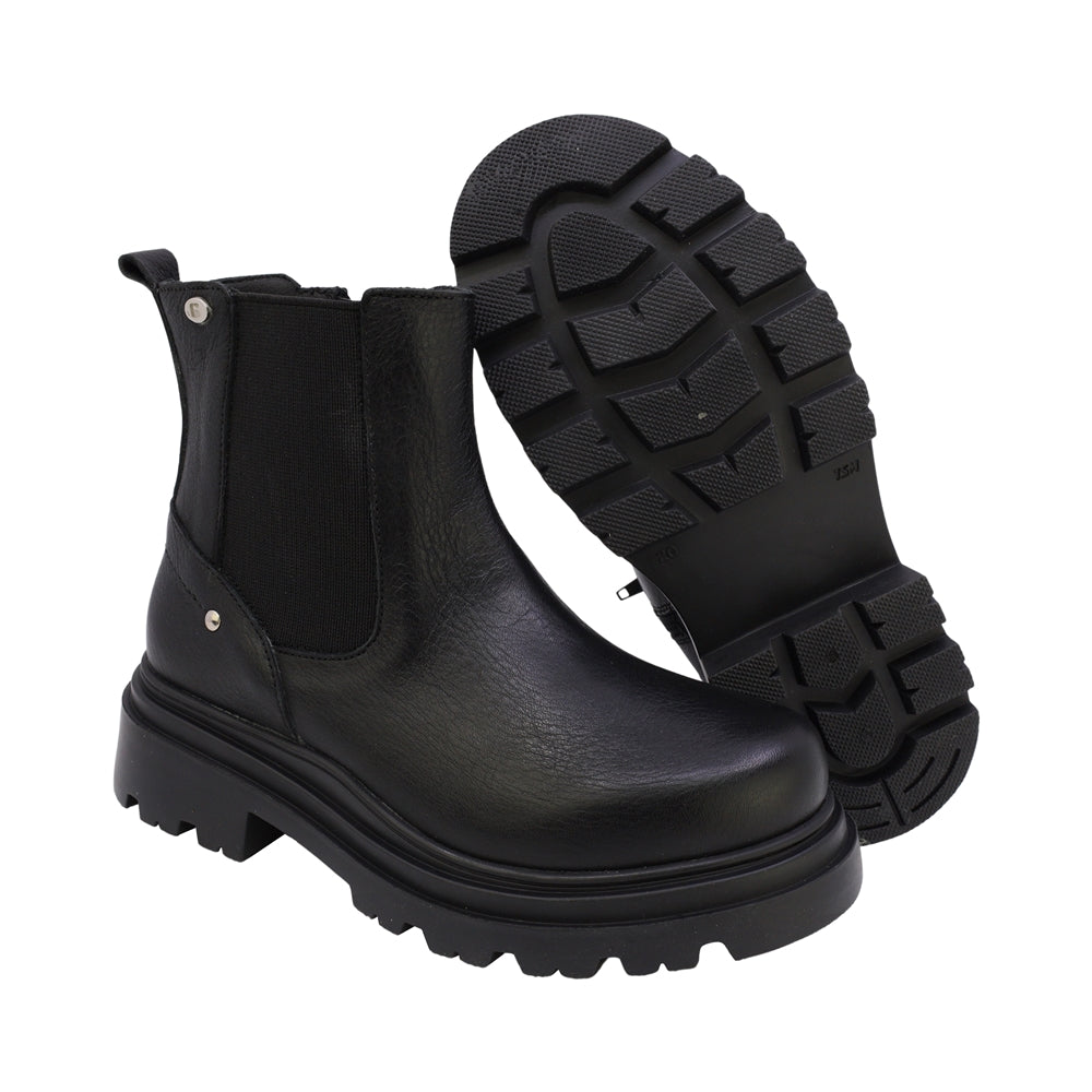 BOTA COQUETA PARA NIÑA EN PIEL COLOR NEGRO JAZZ CON ELÁSTICO