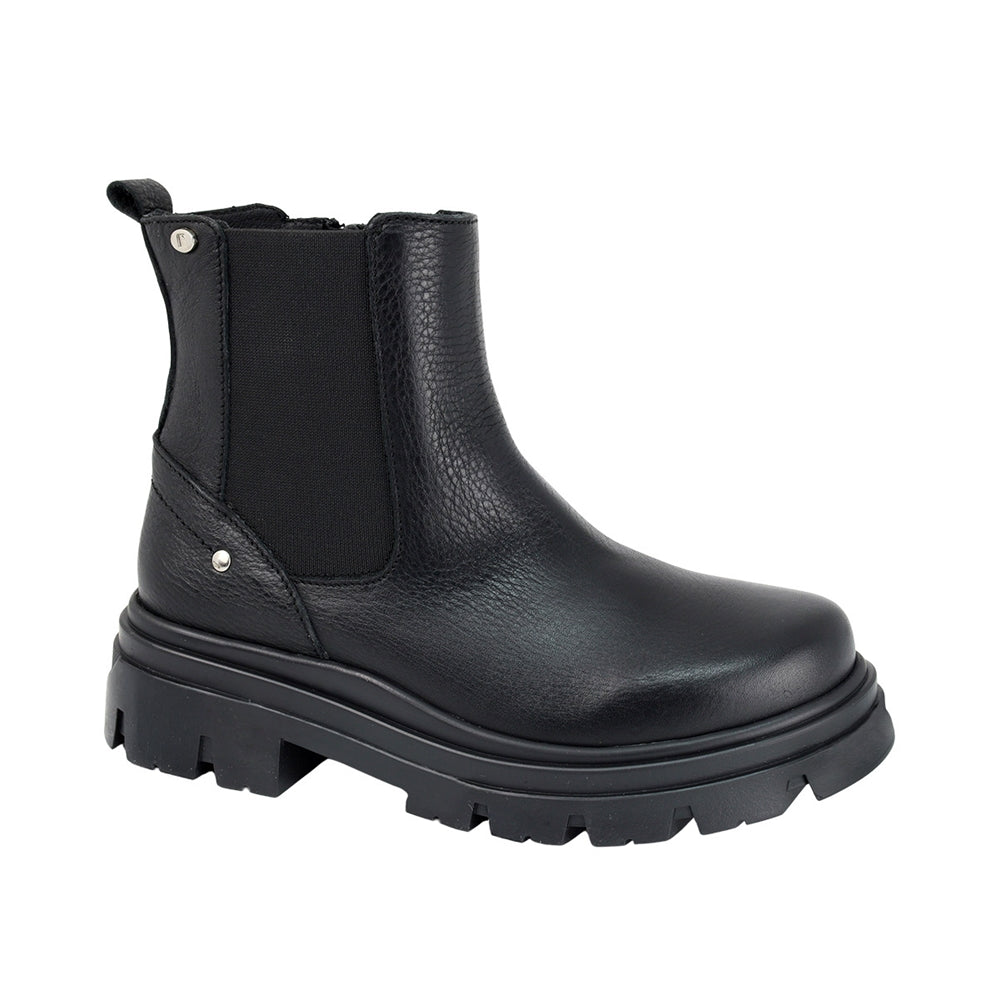 BOTA COQUETA PARA NIÑA EN PIEL COLOR NEGRO JAZZ CON ELÁSTICO