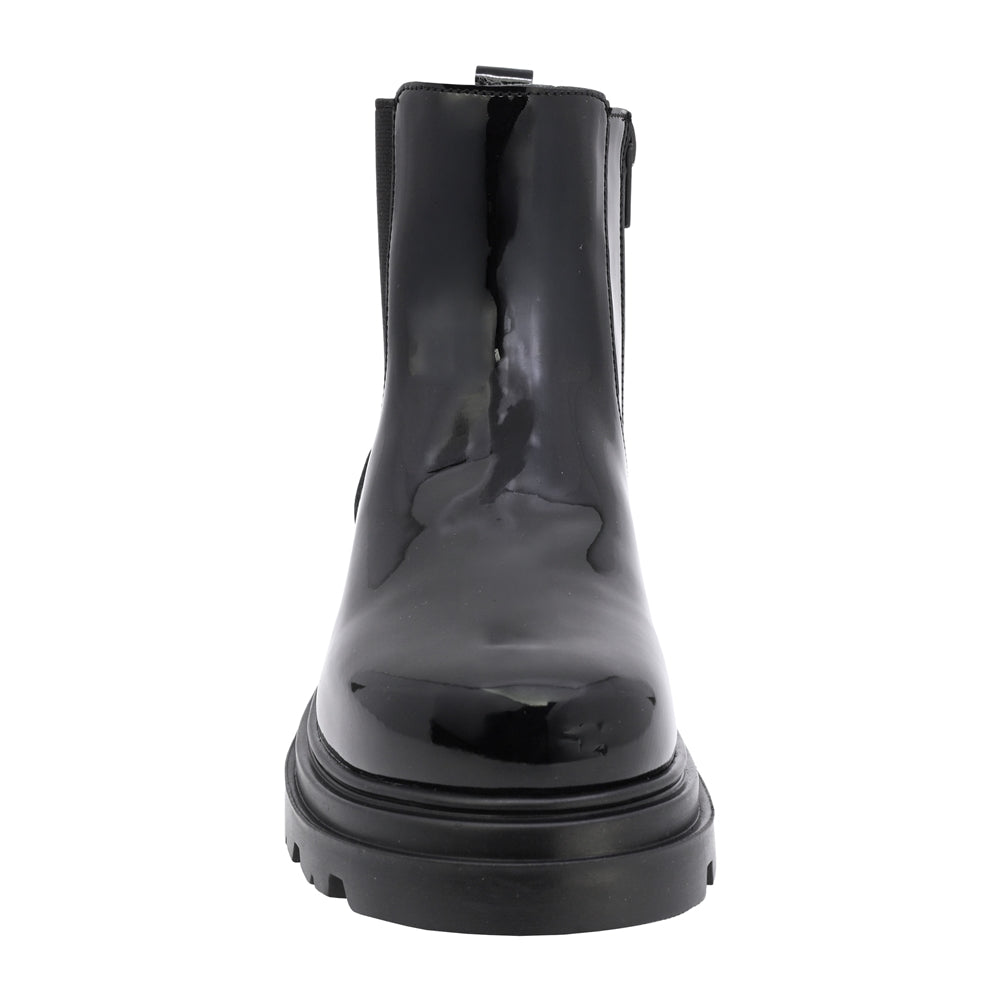 BOTA COQUETA PARA NIÑA EN CHAROL COLOR NEGRO JAZZ CON ELÁSTICO