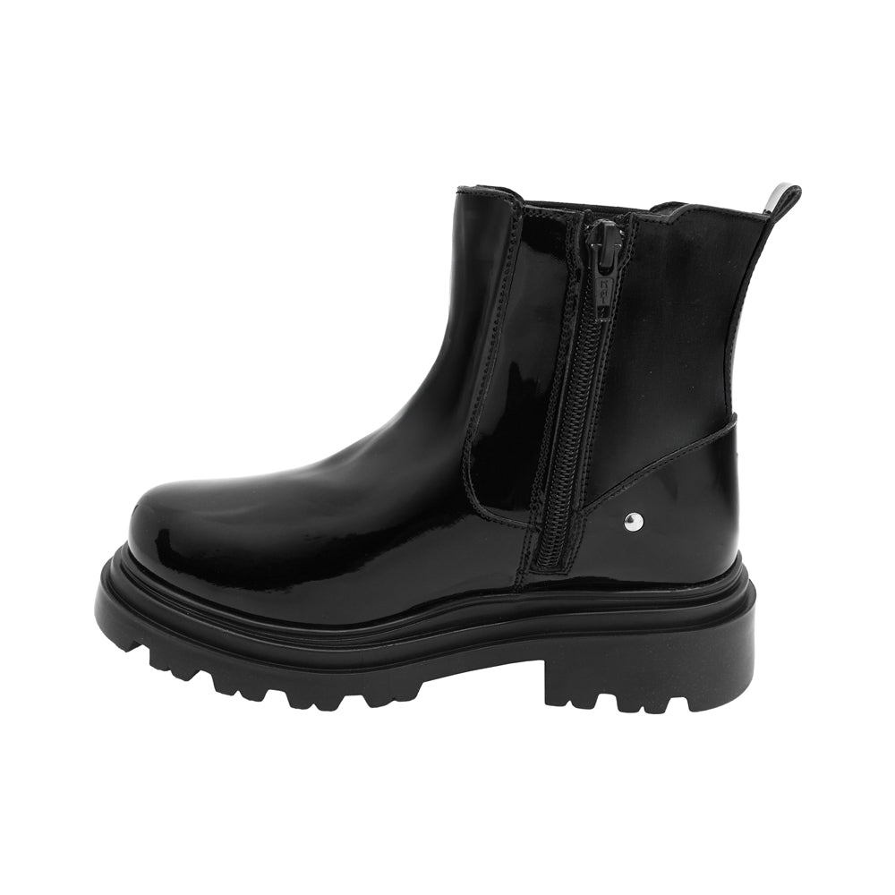 BOTA COQUETA PARA NIÑA EN CHAROL COLOR NEGRO JAZZ CON ELÁSTICO