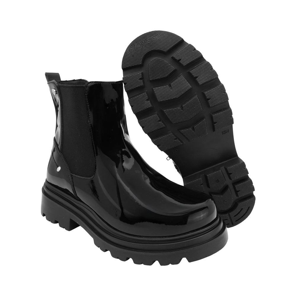 BOTA COQUETA PARA NIÑA EN CHAROL COLOR NEGRO JAZZ CON ELÁSTICO