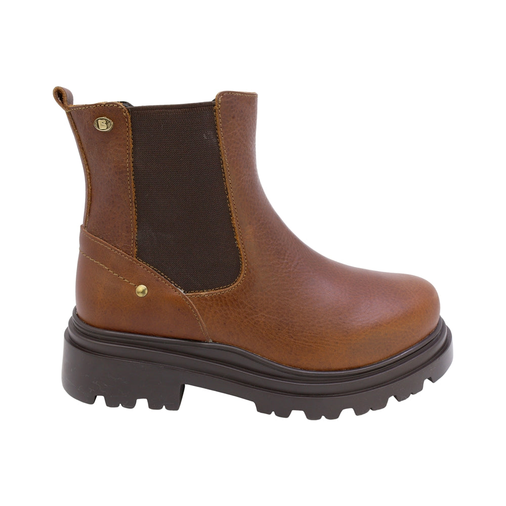 BOTA COQUETA PARA NIÑA EN PIEL COLOR CAFÉ CLARO JAZZ CON ELÁSTICO