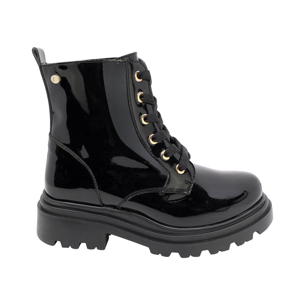 BOTA COQUETA PARA NIÑA EN CHAROL COLOR NEGRO JAZZ CON AGUJETA