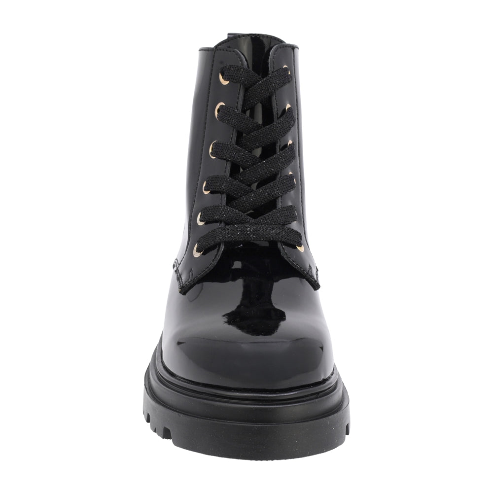 BOTA COQUETA PARA NIÑA EN CHAROL COLOR NEGRO JAZZ CON AGUJETA