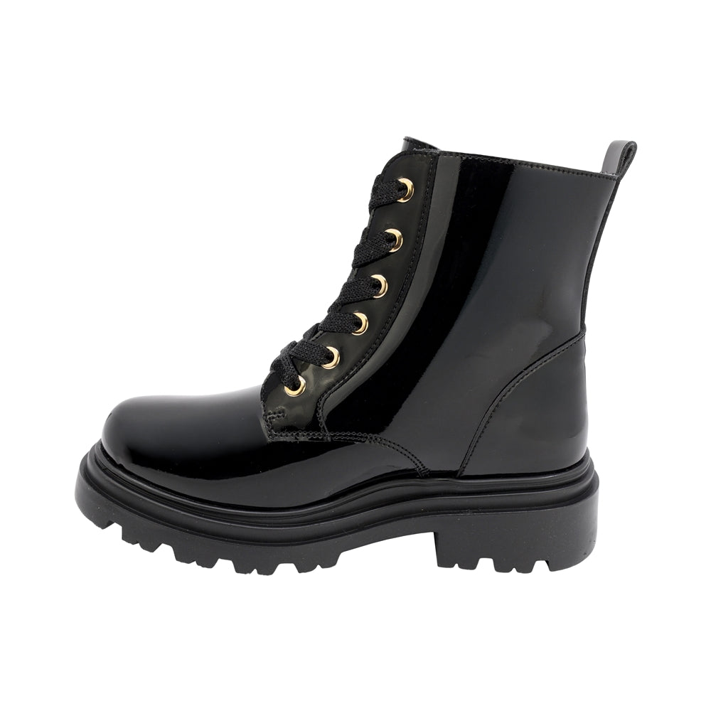 BOTA COQUETA PARA NIÑA EN CHAROL COLOR NEGRO JAZZ CON AGUJETA