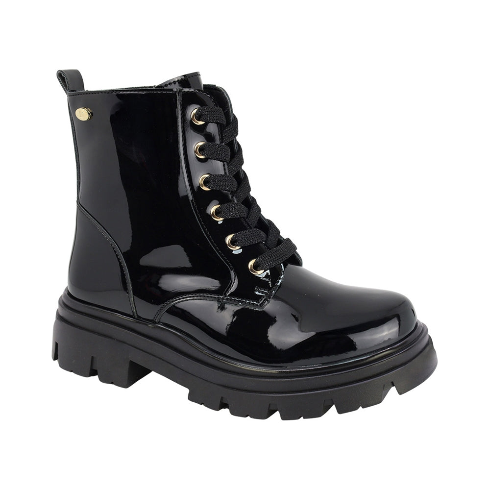 BOTA COQUETA PARA NIÑA EN CHAROL COLOR NEGRO JAZZ CON AGUJETA