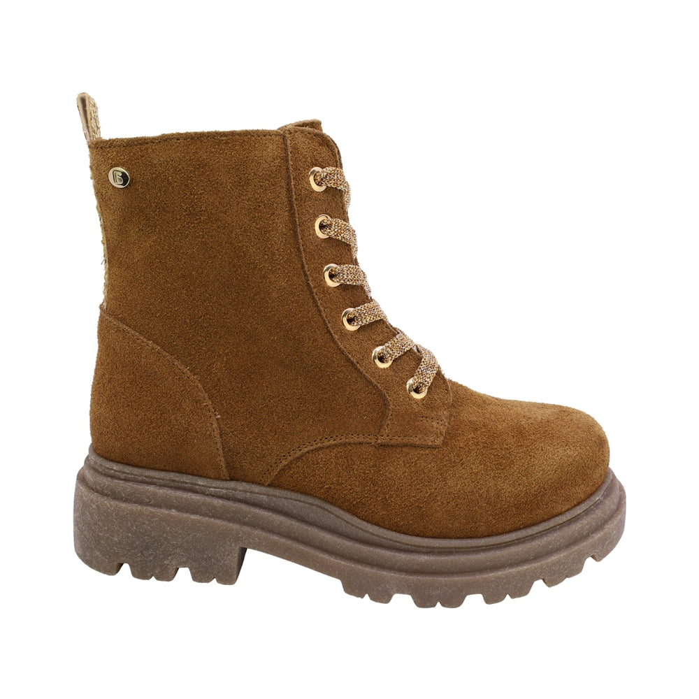 BOTA COQUETA PARA NIÑA EN SINTÉTICO COLOR MIEL JAZZ CON AGUJETA
