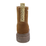 BOTA COQUETA PARA NIÑA EN SINTÉTICO COLOR MIEL JAZZ CON AGUJETA