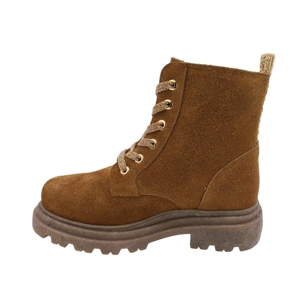 BOTA COQUETA PARA NIÑA EN SINTÉTICO COLOR MIEL JAZZ CON AGUJETA
