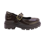 ZAPATO ESCOLAR COQUETA PARA NIÑA SINTÉTICO CAFE JAZZ CON HEBILLA