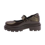 ZAPATO ESCOLAR COQUETA PARA NIÑA SINTÉTICO CAFE JAZZ CON HEBILLA