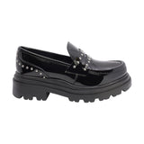 MOCASÍN COQUETA PARA NIÑA EN CHAROL COLOR NEGRO JAZZ CHUNKY