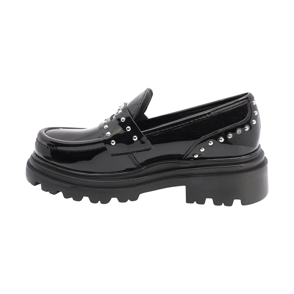 MOCASÍN COQUETA PARA NIÑA EN CHAROL COLOR NEGRO JAZZ CHUNKY