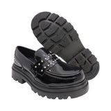 MOCASÍN COQUETA PARA NIÑA EN CHAROL COLOR NEGRO JAZZ CHUNKY
