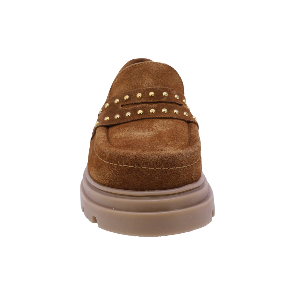 MOCASÍN COQUETA PARA NIÑA EN PIEL COLOR MIEL JAZZ CHUNKY