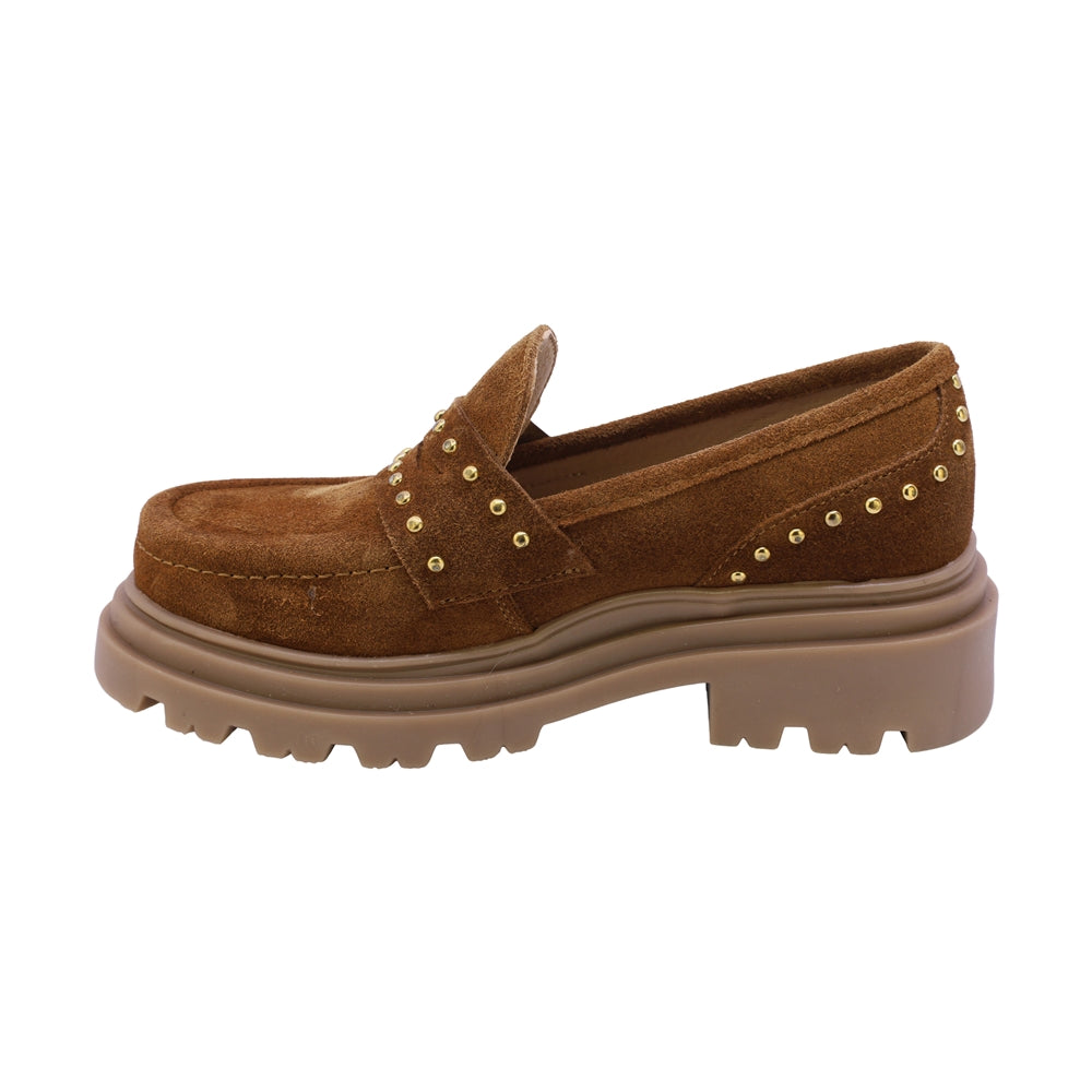 MOCASÍN COQUETA PARA NIÑA EN PIEL COLOR MIEL JAZZ CHUNKY