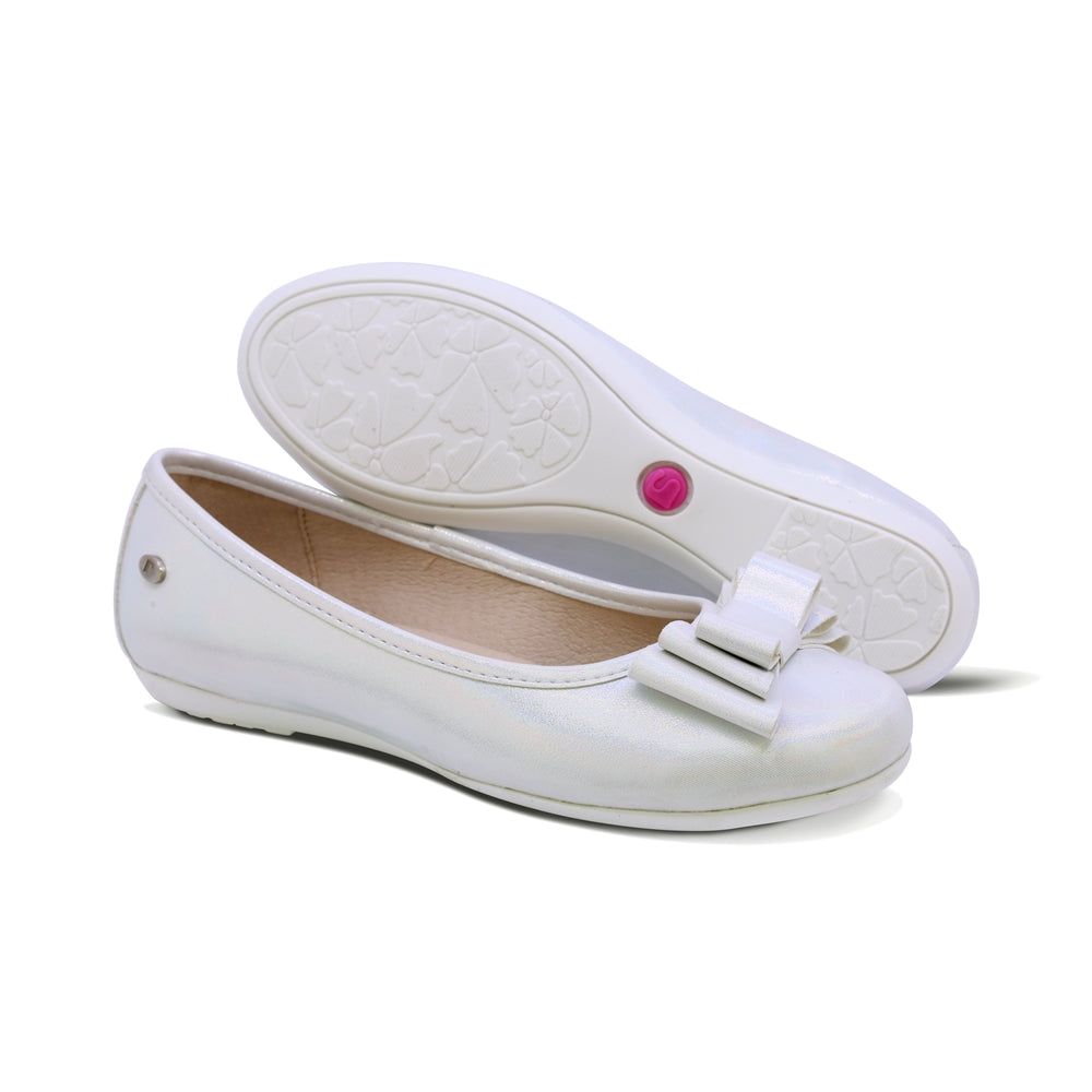 BALERINA COQUETA PARA NIÑA DE SINTÉTICO COLOR PERLA MELANIA CON MOÑO