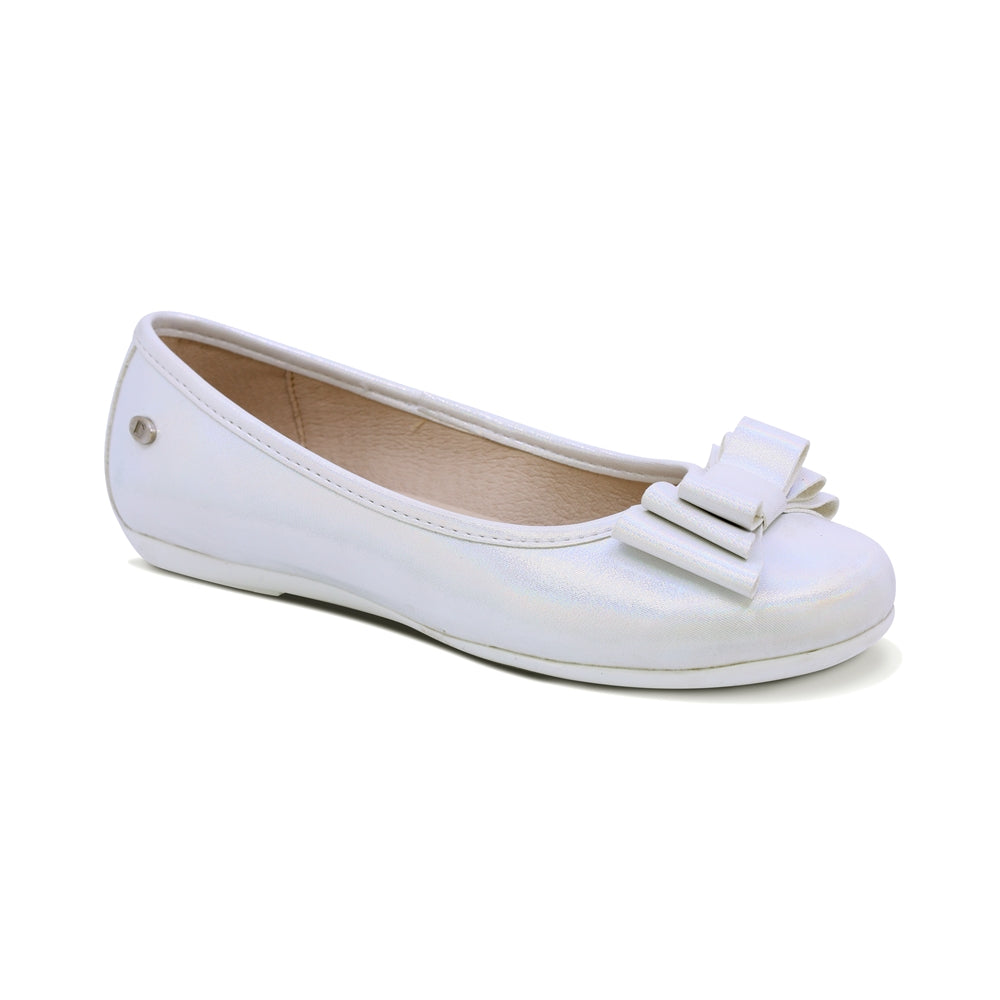 BALERINA COQUETA PARA NIÑA DE SINTÉTICO COLOR PERLA MELANIA CON MOÑO