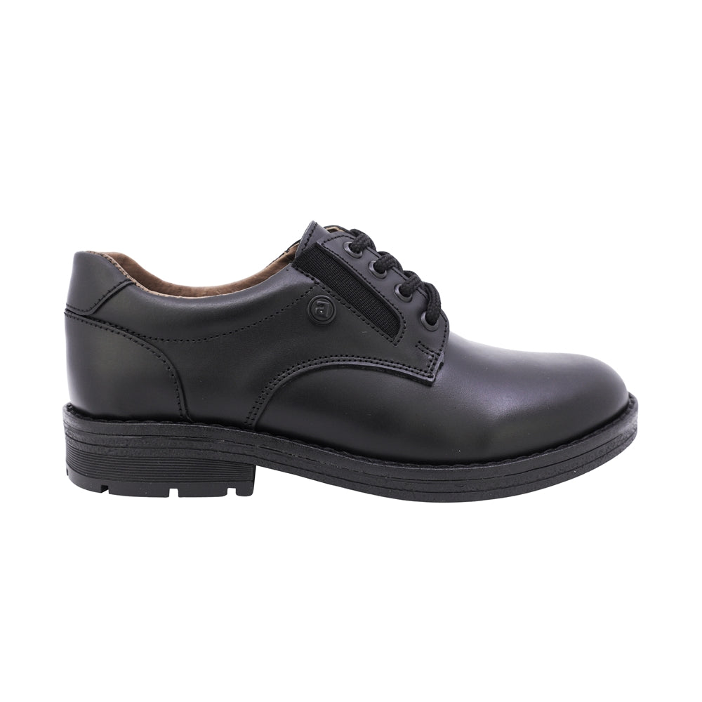 ZAPATO ESCOLAR AUDAZ PARA NIÑO PIEL NEGRO CHELSEA CON AGUJETA