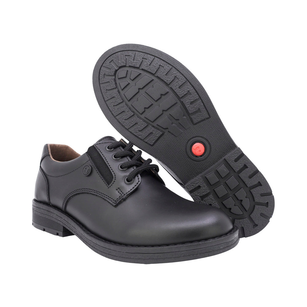 ZAPATO ESCOLAR AUDAZ PARA NIÑO PIEL NEGRO CHELSEA CON AGUJETA