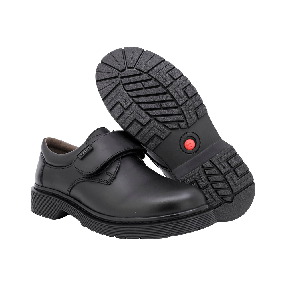 ZAPATO ESCOLAR AUDAZ PARA NIÑO PIEL NEGRO MARTÍN CON TIRA DE CONTACTO