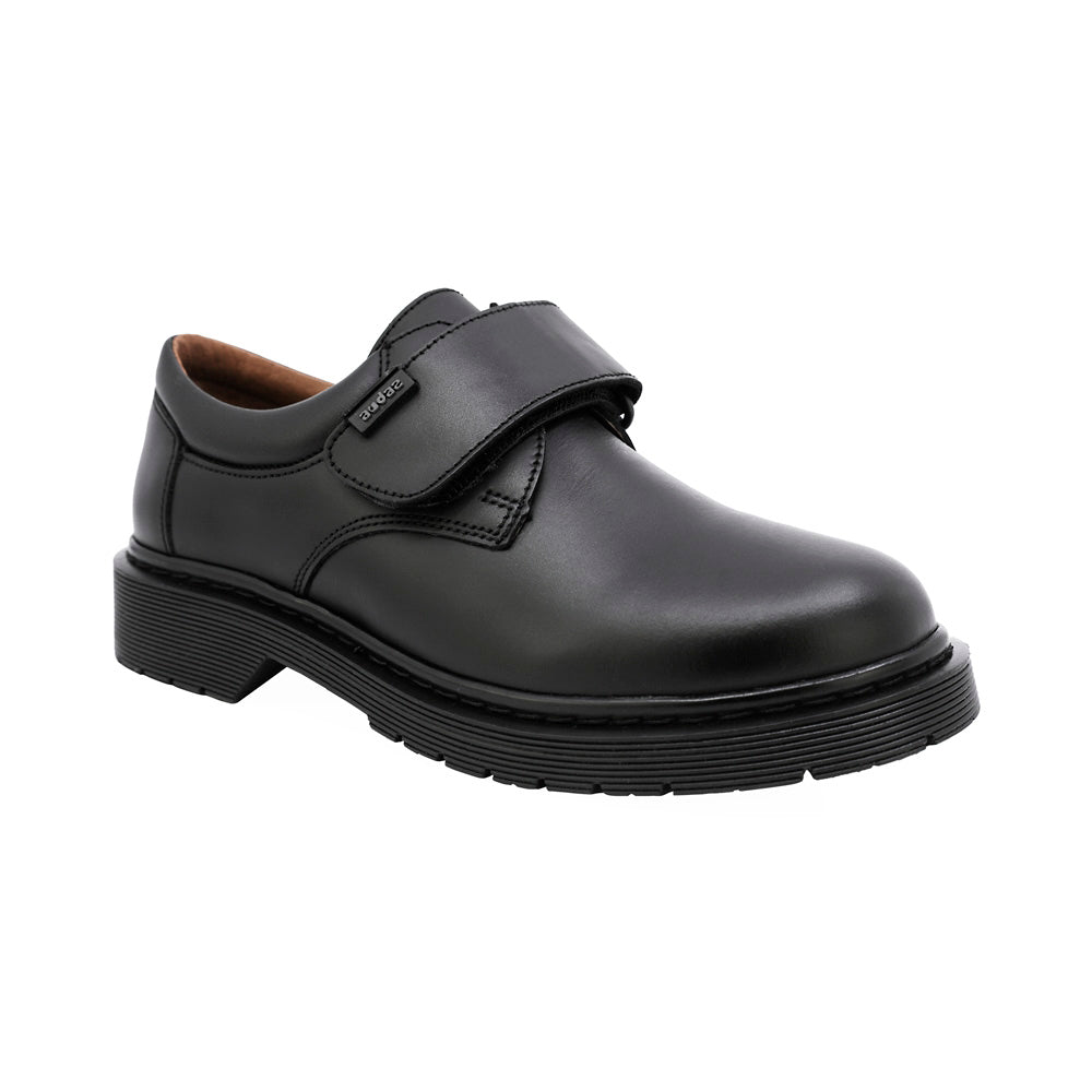 ZAPATO ESCOLAR AUDAZ PARA NIÑO PIEL NEGRO MARTÍN CON TIRA DE CONTACTO