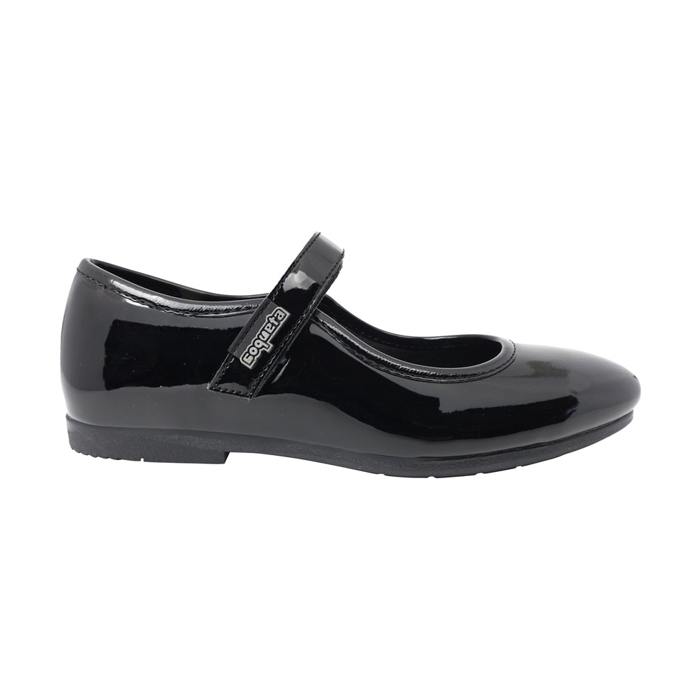 ZAPATO ESCOLAR COQUETA PARA NIÑA SINTÉTICO NEGRO FATIMA CON TIRA DE CONTACTO