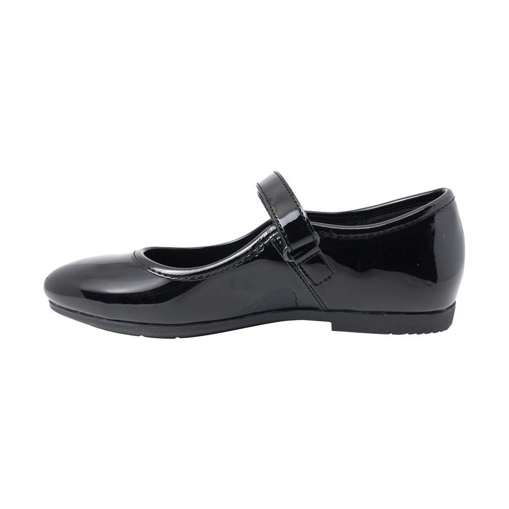 ZAPATO ESCOLAR COQUETA PARA NIÑA SINTÉTICO NEGRO FATIMA CON TIRA DE CONTACTO