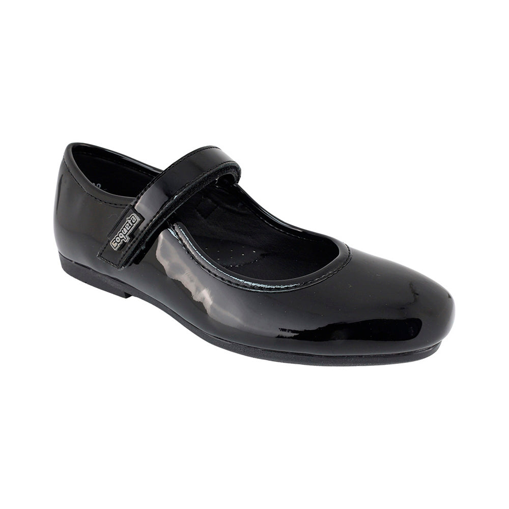 ZAPATO ESCOLAR COQUETA PARA NIÑA SINTÉTICO NEGRO FATIMA CON TIRA DE CONTACTO