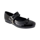 ZAPATO ESCOLAR COQUETA PARA NIÑA SINTÉTICO NEGRO FATIMA CON DOBLE HEBILLA