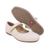 MARY JANE COQUETA PARA NIÑA EN CHAROL COLOR BEIGE FATIMA CON TIRA DE CONTACTO