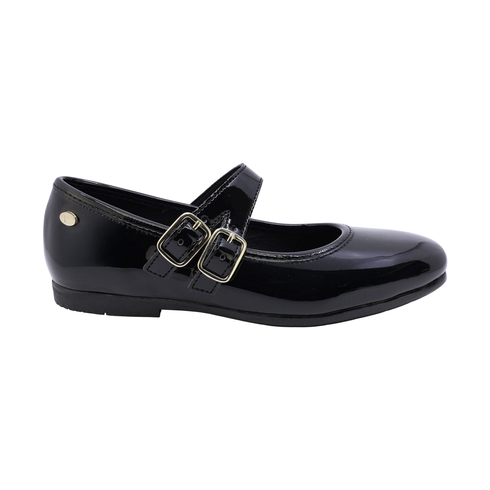 MARY JANE COQUETA PARA NIÑA EN CHAROL COLOR NEGRO FATIMA CON DOBLE HEBILLA