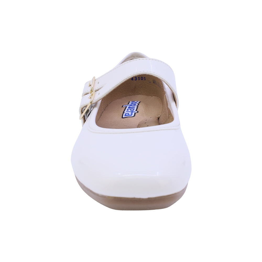 MARY JANE COQUETA PARA NIÑA EN CHAROL COLOR BLANCO FATIMA CON DOBLE HEBILLA