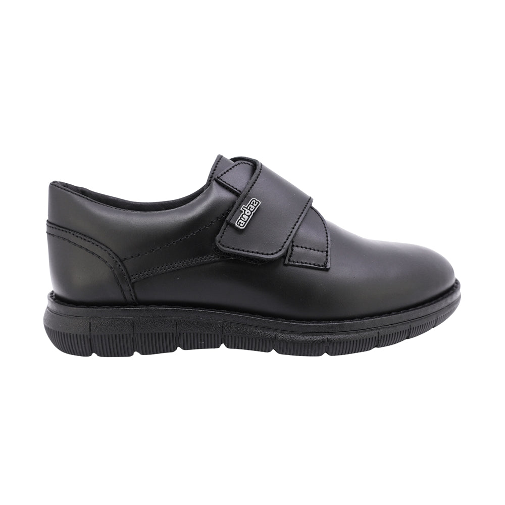 ZAPATO ESCOLAR AUDAZ PARA NIÑO PIEL NEGRO MURPHY CON TIRA DE CONTACTO