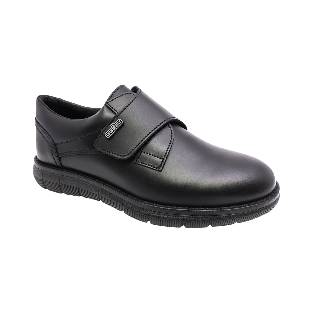 ZAPATO ESCOLAR AUDAZ PARA NIÑO PIEL NEGRO MURPHY CON TIRA DE CONTACTO