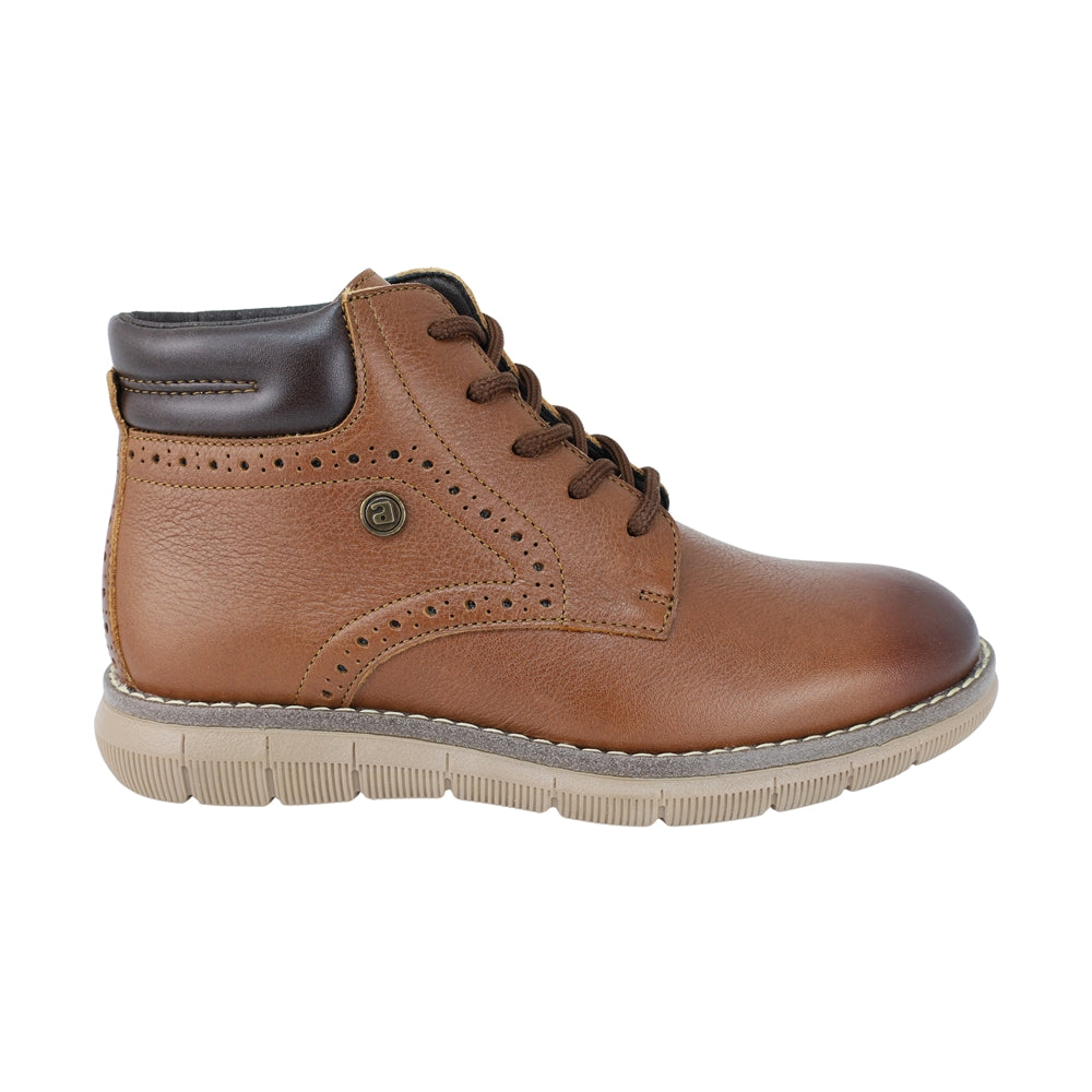 BOTA AUDAZ PARA NIÑO EN PIEL COLOR CAFÉ CLARO MURPHY CON AGUJETA