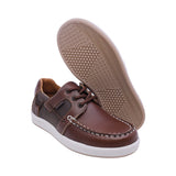 MOCASÍN AUDAZ PARA NIÑO COLOR CAFÉ DE PIEL STEVE CON AGUJETA