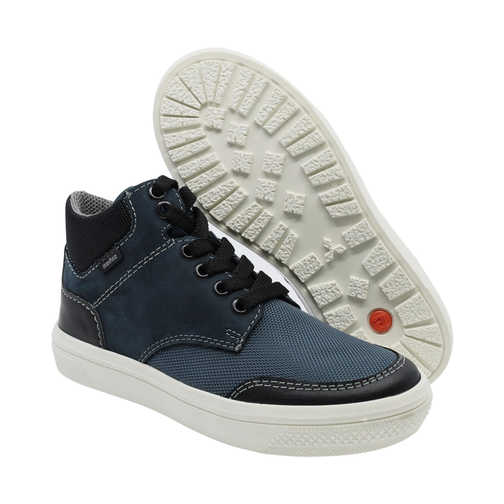 Bota Audaz para niño en piel azul Boxer con agujetas