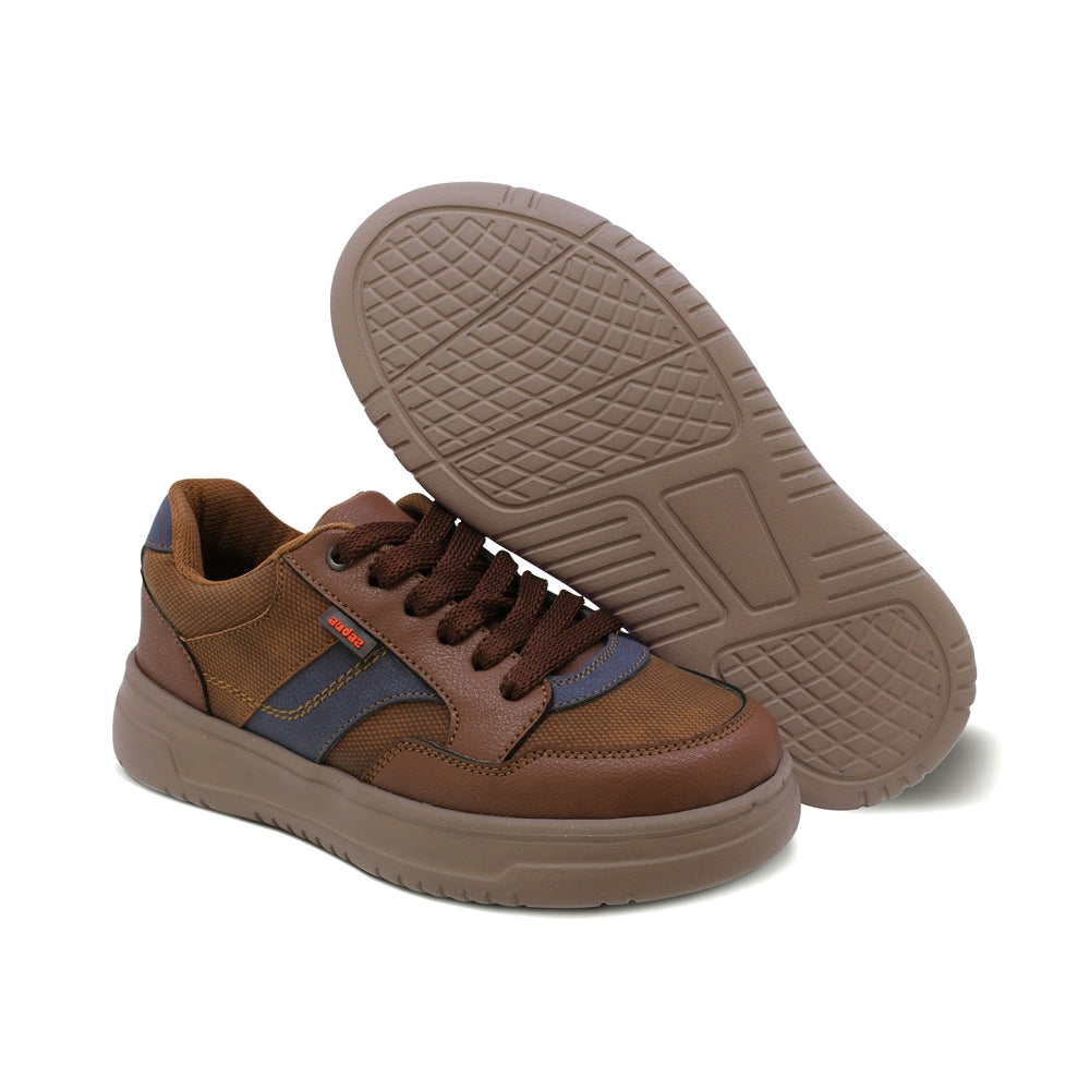 TENIS AUDAZ PARA NIÑO DE SINTÉTICO COLOR CAFÉ CLARO RAPTOR CON AGUJETA