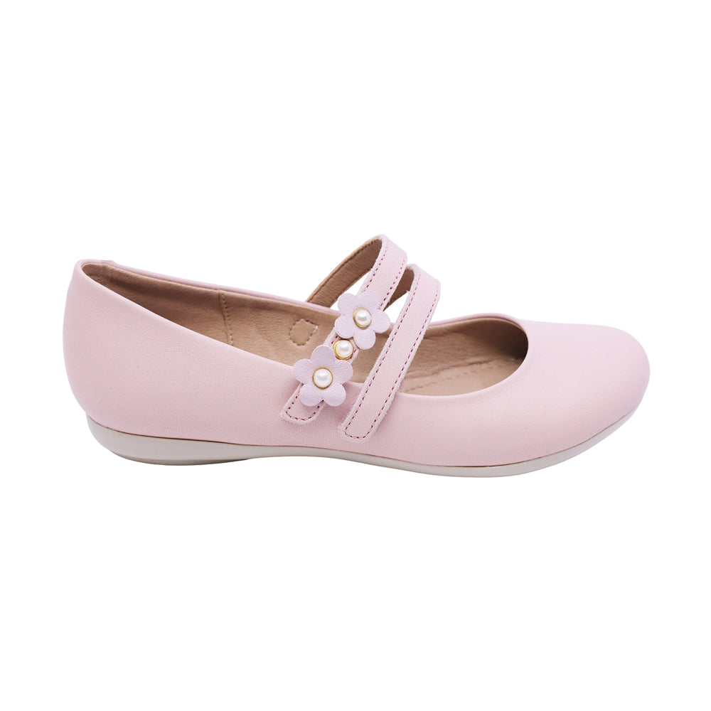 BALERINA COQUETA PARA NIÑA COLOR ROSA DE PIEL SLIP ON