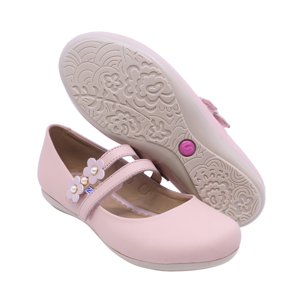 BALERINA COQUETA PARA NIÑA COLOR ROSA DE PIEL SLIP ON