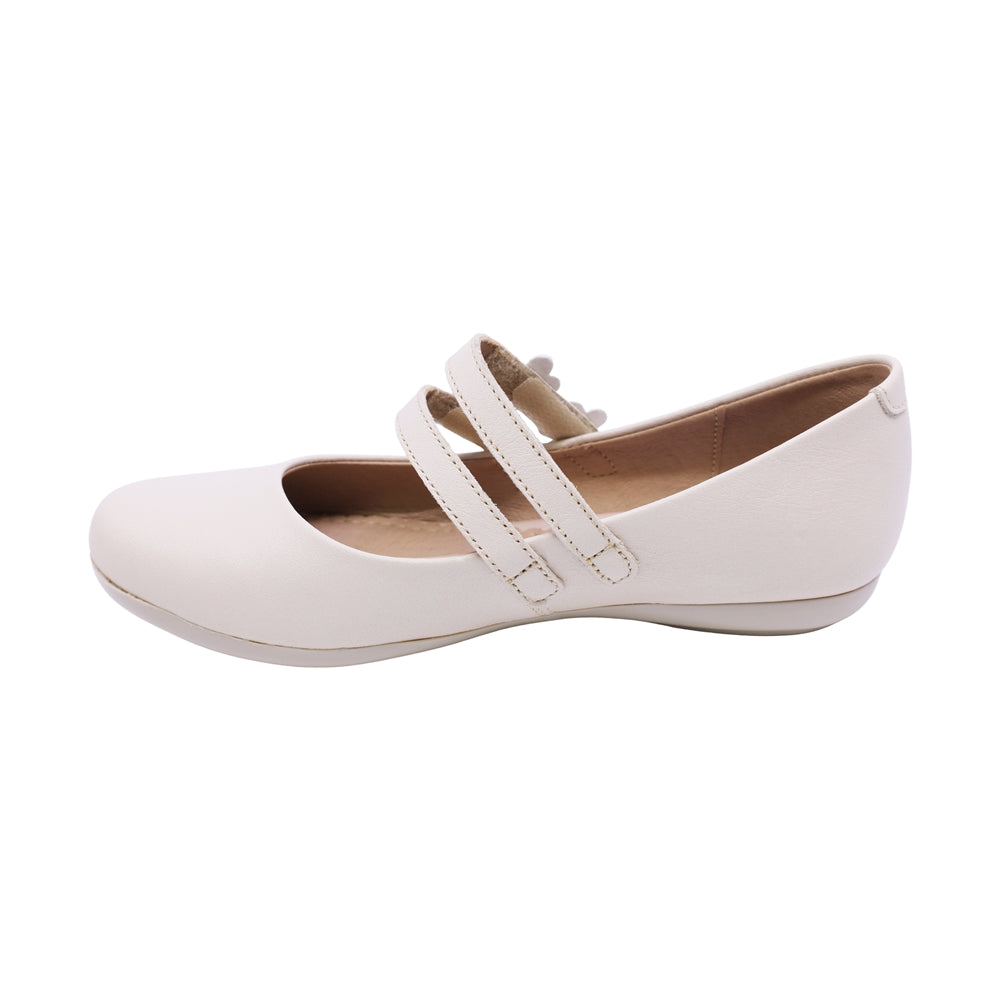 BALERINA COQUETA PARA NIÑA COLOR BEIGE DE PIEL SLIP ON