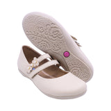 BALERINA COQUETA PARA NIÑA COLOR BEIGE DE PIEL SLIP ON