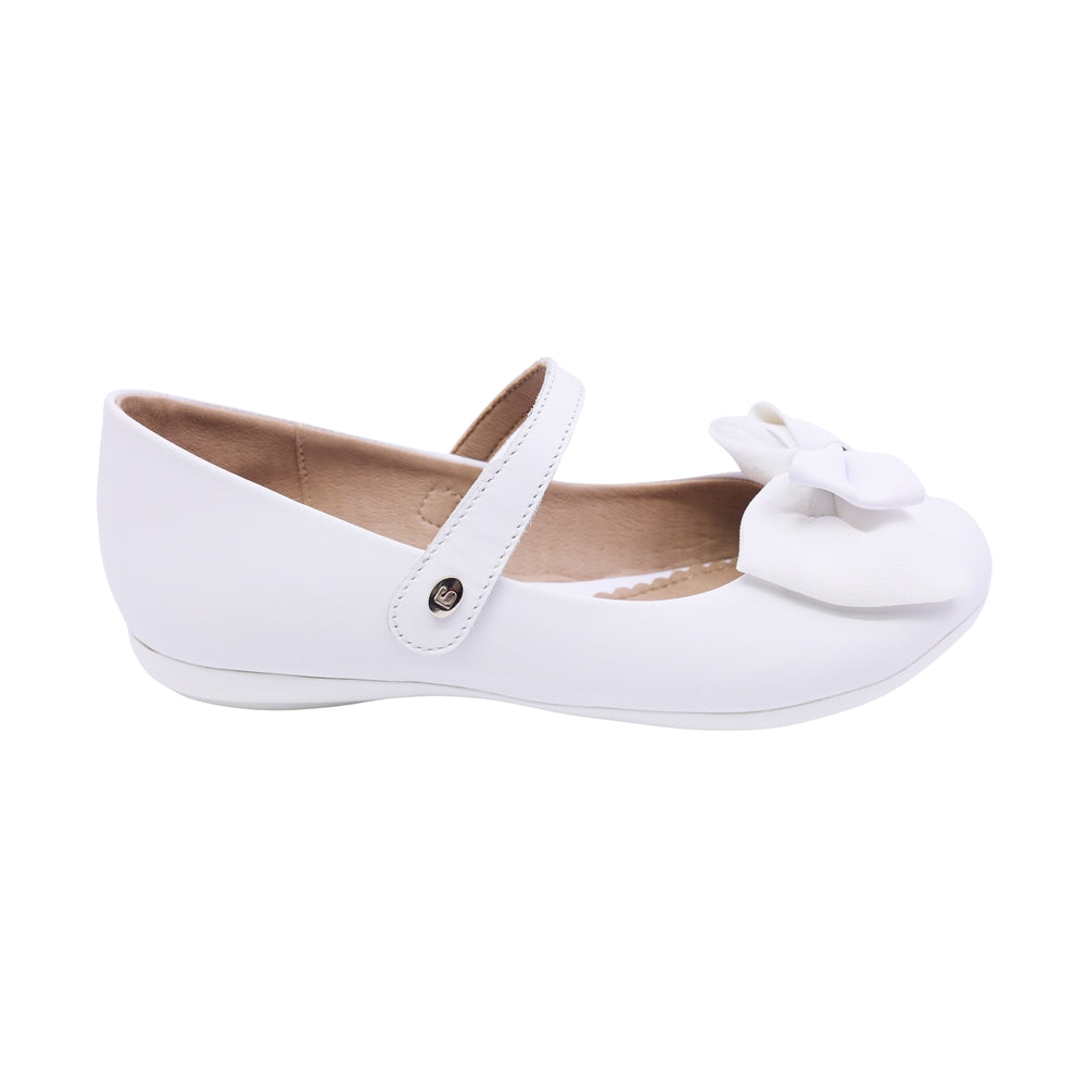 BALERINA COQUETA PARA NIÑA COLOR BLANCO DE PIEL SLIP ON