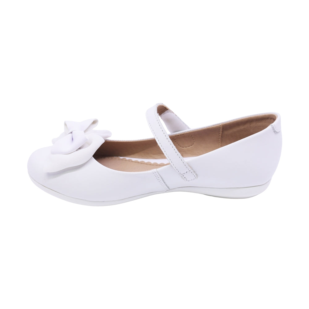 BALERINA COQUETA PARA NIÑA COLOR BLANCO DE PIEL SLIP ON