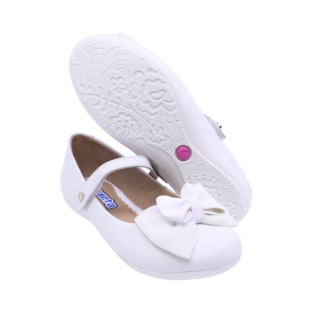 BALERINA COQUETA PARA NIÑA COLOR BLANCO DE PIEL SLIP ON